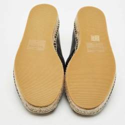 Valentino Black Leather VLogo Slip On Espadrille Size 45