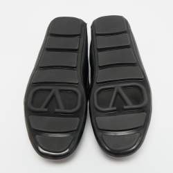 Pre Owned Valentino Black Leather VLogo Driver Loafers Size 40