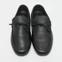 Pre Owned Valentino Black Leather VLogo Driver Loafers Size 40