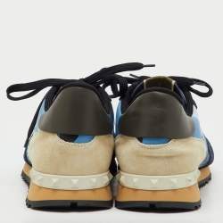 Pre Owned Valentino Multicolor Camouflage Suede,Canvas and Leather Rockrunner Low Top Sneakers Size 45