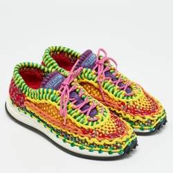 مملوكة مسبقًا Valentino Crochet Size 45 Multicolor Woven Fabric Low Top Sneakers