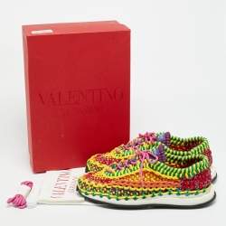 مملوكة مسبقًا Valentino Crochet Size 45 Multicolor Woven Fabric Low Top Sneakers