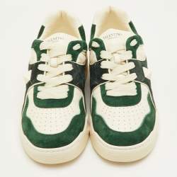مملوكة مسبقًا Valentino One Stud XL Size 41.5 Dark Green/White Suede and Leather Low Top Sneakers