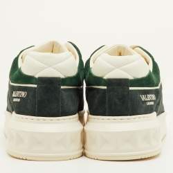مملوكة مسبقًا Valentino One Stud XL Size 41.5 Dark Green/White Suede and Leather Low Top Sneakers