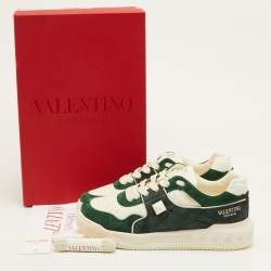مملوكة مسبقًا Valentino One Stud XL Size 41.5 Dark Green/White Suede and Leather Low Top Sneakers