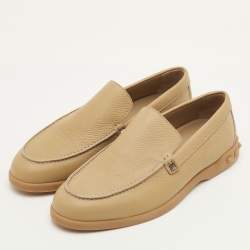 Pre Owned Valentino Rockstud Size 42.5 Desert Brown Leather Slip On Loafers