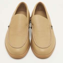 Pre Owned Valentino Rockstud Size 42.5 Desert Brown Leather Slip On Loafers