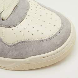 Pre Owned Valentino One Stud XL Size 41.5 Grey/White Suede and Leather Low Top Sneakers