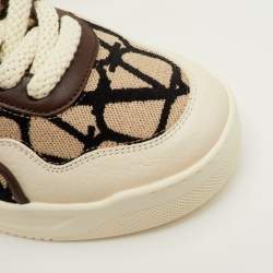 Pre Owned حذاء رياضي فالنتينو وان ستد جاكار ايقونوغراف فاتح البني / أبيض جلد مقاس كبير 41.5