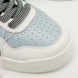 Pre Owned Valentino One Stud XL Size 41.5 White/Pastel Blue Leather Low Top Sneakers
