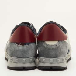 Pre Owned حذاء رياضي فالنتينيو روك رنر قماش متعدد الألوان مموه وجلد وزب مقاس 41.5