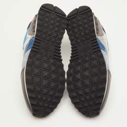 مملوكة مسبقًا حذاء رياضي فالنتينو روك رنر قماش مموه أزرق/بيج مقاس 41.5 جلد وزغب