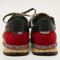 مملوكة م سبقًا حذاء رياضي فالنتينو روك رانر جلد وكانفاس مموه مطبوع متعدد الألوان مقاس 36