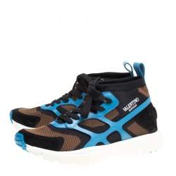 Pre Owned Valentino Tricolor Mesh And Leather Sound High Top Sneakers Size 40