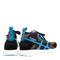 Pre Owned Valentino Tricolor Mesh And Leather Sound High Top Sneakers Size 40