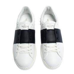 Pre Owned Valentino Two Tone Leather Open Sneakers Size 42.5