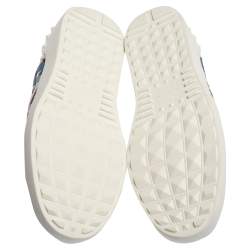 Pre Owned Valentino Multicolor Canvas and Leather Star Printed Camo Slip On Sneakers Size 43