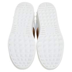 Pre Owned حذاء رياضي فالنتينو جلد أبيض وأزرق كحلي عنق منخفض مقاس 45