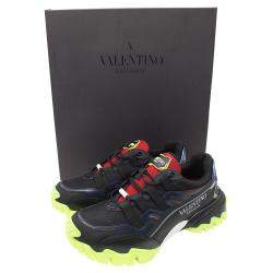 Pre Owned Valentino Multicolor Fabric and Leather Climbers Sneakers Size 43