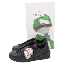 Pre Owned Valentino Black Leather Undercover Jun Takahashi Open Sneakers Size 42