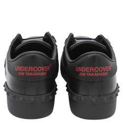 Pre Owned Valentino Black Leather Undercover Jun Takahashi Open Sneakers Size 42