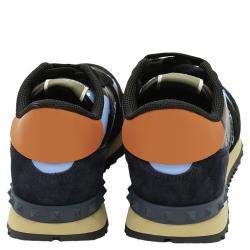 Pre Owned Valentino Multicolor Fabric and Leather Camouflage Rockrunner Sneakers Size 42.5