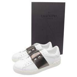 Pre Owned Valentino White/Rutenio Leather Open Sneakers Size 43