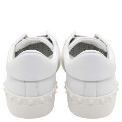 Pre Owned Valentino White/Rutenio Leather Open Sneakers Size 43