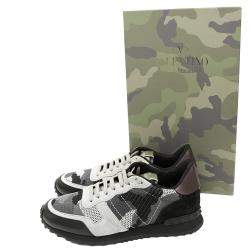 Pre Owned Valentino Multicolor Mesh Fabric Camouflage Rockrunner Sneakers Size 41