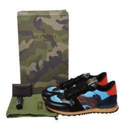 Pre Owned حذاء رياضي فالنتينو روك رانر نمط مموه قماش وجلد متعدد الألوان مقاس 41