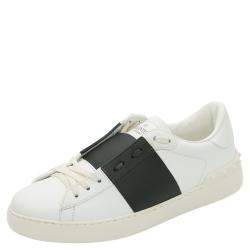 Pre Owned Valentino White/Mountain View Leather Open Sneakers Size 43