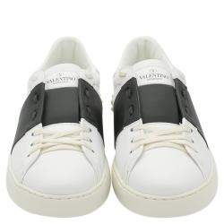 Pre Owned Valentino White/Mountain View Leather Open Sneakers Size 43
