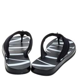 Valentino Black Fabric and Leather Trim VLTN Flip Flops Size 42