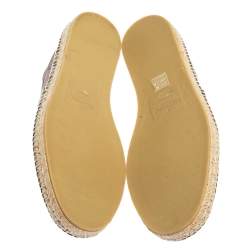 Pre Owned Valentino Camouflage Canvas VLTN Grid Espadrille Flat Sandals Size 44.5