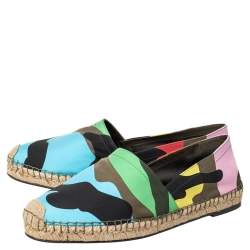 Pre Owned Valentino Multicolour Camouflage Canvas Espadrilles Flats Size 43