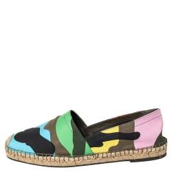 Pre Owned Valentino Multicolour Camouflage Canvas Espadrilles Flats Size 43