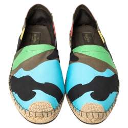 Pre Owned Valentino Multicolour Camouflage Canvas Espadrilles Flats Size 43