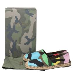 Pre Owned Valentino Multicolour Camouflage Canvas Espadrilles Flats Size 43