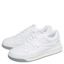 مملوكة مسبقًا Valentino White Leather One Stud Low Top Sneakes Size 43