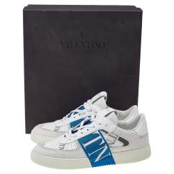 Pre Owned Valentino White Leather VLTN Low Top Sneakers Size 41
