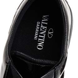 Pre Owned Valentino Garavani Black Patent Leather Giggies Low Top Sneakers Size 45