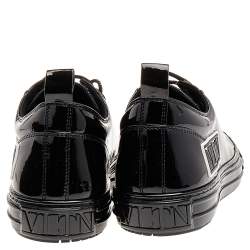 Pre Owned Valentino Garavani Black Patent Leather Giggies Low Top Sneakers Size 45