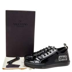 Pre Owned Valentino Garavani Black Patent Leather Giggies Low Top Sneakers Size 45