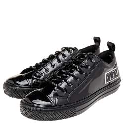 Pre Owned Valentino Garavani Black Patent Leather Giggies Low Top Sneakers Size 45