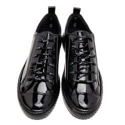 Pre Owned Valentino Garavani Black Patent Leather Giggies Low Top Sneakers Size 45