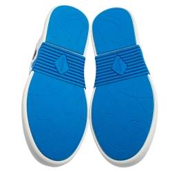 Pre Owned Valentino White/Blue Leather And Suede VLTN Low Top Sneakers Size 43