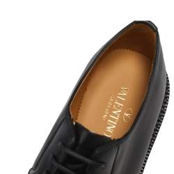 Pre Owned Valentino Black Leather Lace Up Derby Size 39.5