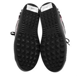 Valentino Black/Red Leather VLTN Open Low Top Sneakers Size 40