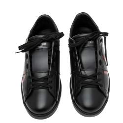 Valentino Black/Red Leather VLTN Open Low Top Sneakers Size 40