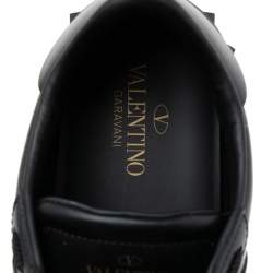 Valentino Black Leather VLTN Open Low Top Sneakers Size 40